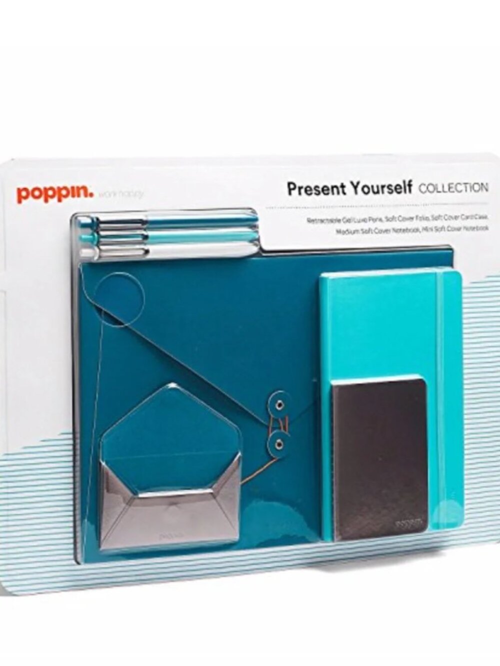 Poppin Work Happy Present Yourself Collection Teal 7 Pc Piece Desk Set Teacher G